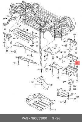 Клипса VW Golf,Jetta,Passat,Touareg AUDI A4,A6,A8 OE N 908 338 01 VAG