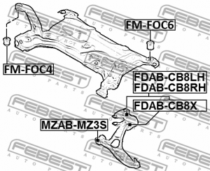 Сайлентблок задний передн правого рычага с кроншт. FOCUS III FDAB-CB8RH FDAB-CB8RH FEBEST