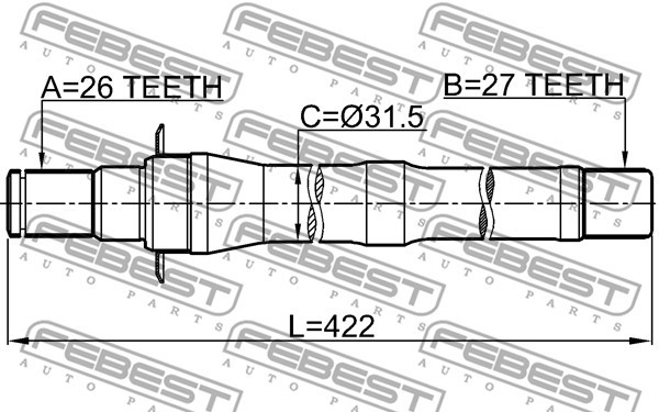 Полуось правая HYUNDAI IX35/TUCSON 10MY 2009-2015 1212-IX35MT5 1212-IX35MT5 FEBEST
