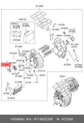 Привод заслонки отопителя 971542E200 HYUNDAI KIA