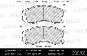 Колодки тормозные передние (Смесь Low-Metallic) SUBARU IMPREZA/LEGACY 1.6-2.2 89 E400546 MILES