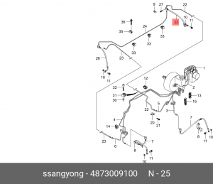 Шланг тормозной SSANGYONG Kyron (05-) (ABS) задний левый OE 4873009100 SSANG YONG