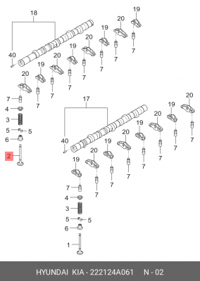 Выпускной клапан двигателя 22212-4A061 222124A061 HYUNDAI KIA