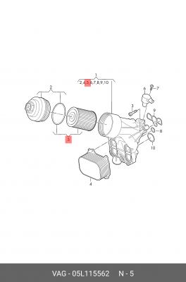 Фильтр масляный AUDI A4,A5,A6,A8,Allroad,Q5 OE 05L 115 562 VAG