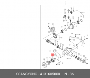 Подшипник полуоси SSANGYONG Korando (96-),Musso (93-) переднего моста OE 4131605000 SSANG YONG