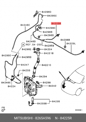 Форсунка омывателя лоб.стекла правая 8265A596 8265A596 MITSUBISHI