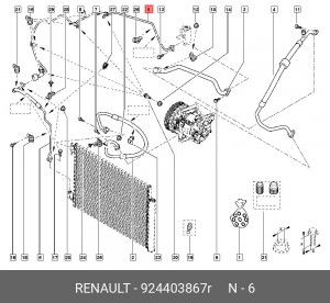 трубопровод кондиционера!\ Renault Lodgy 924403867R RENAULT
