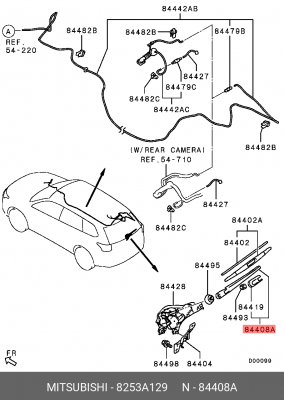 поводок стеклоочистителя!задний в сборе\ Mitsubishi Outlander 12>/ Pajero 12> 8253A129 MITSUBISHI