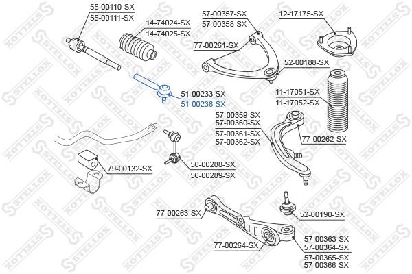 наконечник рулевой правый!\ Infiniti G35 3.5i Coupe 2003 51-00236-SX STELLOX