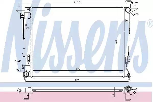 радиатор системы охлаждения! АКПП\ Hyundai ix35, Kia Sportage 2.0i/2.4 09> 675018 NISSENS