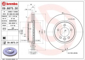 Диск тормозной 09.8873.31 09.8873.31 BREMBO