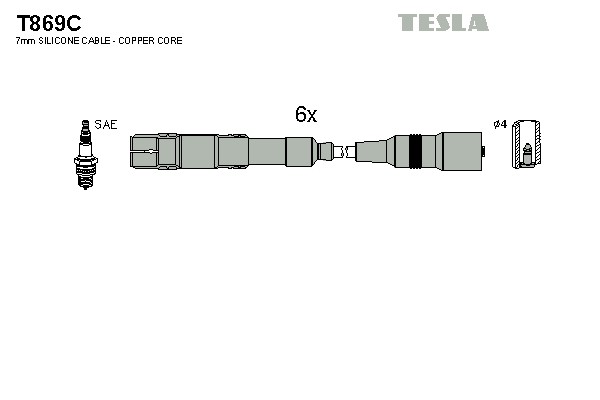 к-кт проводов!\ Audi 80/100/A4/A6 2.6/2.8i 90-00 T869C TESLA