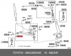 сайлентблок рычага нижн. пер.!\ Toyota Land Cruiser 120/Prado GRJ/KDJ120 48654-0K040 TOYOTA