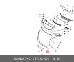 Бампер SSANGYONG Actyon (10-) передний нижняя часть OE 7871234000 SSANG YONG