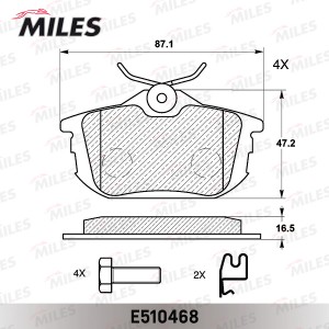 Колодки тормозные задние (Смесь CERAMIC серия PRO) MITSUBISHI COLT 04/SMART FORF E510468 MILES