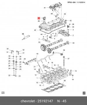 Крышка горловины масляной CHEVROLET Cruze (11-) OE 25192147 GENERAL MOTORS
