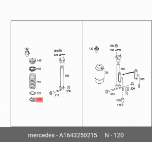 ЧАША ОПОРНАЯ ПРУЖИНЫ АМОРТИЗАТОРА A 164 325 02 15 MERCEDES BENZ