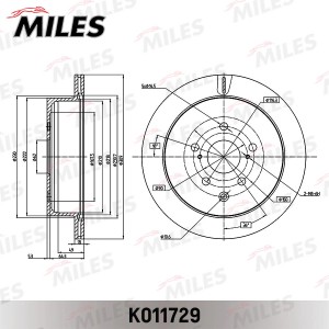 Диск тормозной задний LEXUS RX 350 08- K011729 K011729 MILES