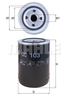 Фильтр масляный OC103 MAHLE KNECHT