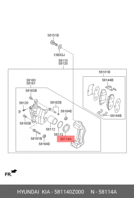 пыльник тормозной системы!\ Hyundai 581140Z000 HYUNDAI
