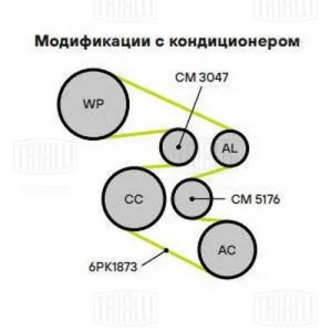 Ролик приводного ремня с натяжным механизмом CM3047 TRIALLI