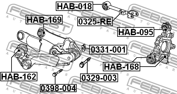 Болт HONDA CR-V III 07-11 0398-004 0398-004 FEBEST