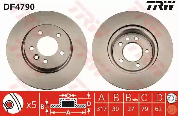 Диск тормозной передний LAND ROVER DISCOVERY III, IV, RANGE ROVER SPORT DF4790 DF4790 TRW