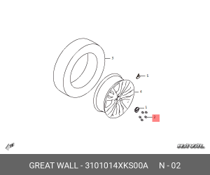 Гайка колеса HAVAL H6,F7,F7x OE 3101014XKS00A GREAT WALL