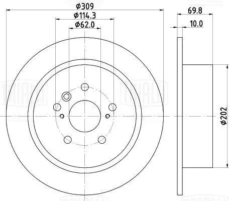 Диск торм. для а/м Toyota Highlander 07- зад. d309 DF 190332 DF190332 TRIALLI