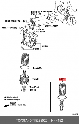 Фильтр масляный DAIHATSU TOYOTA Land Cruiser 200 (4.5D/4.6) LEXUS LX570 OE 04152-38020 DAIHATSU