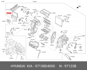 Радиатор отопителя KIA Optima (17-) салона OE 97138D4000 HYUNDAI KIA