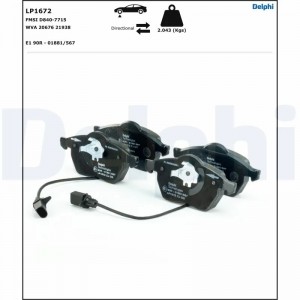 LP1672 колодки дисковые п.\ Audi A6 97-02, VW Passat 1.6-2.5TDi 98> LP1672 DELPHI
