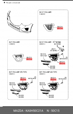 Облицовка MAZDA CX-5 фары противотуманной левой OE KA0H50C21A MAZDA
