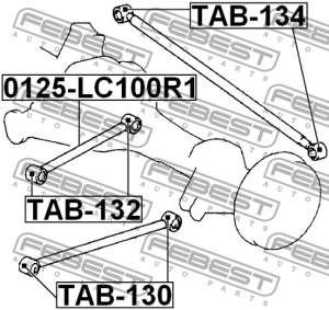 Сайлентблок задн продол тяги TOYOTA LAND CRUISER 100 HDJ101/UZJ100 1998-2007 TAB TAB-130 FEBEST