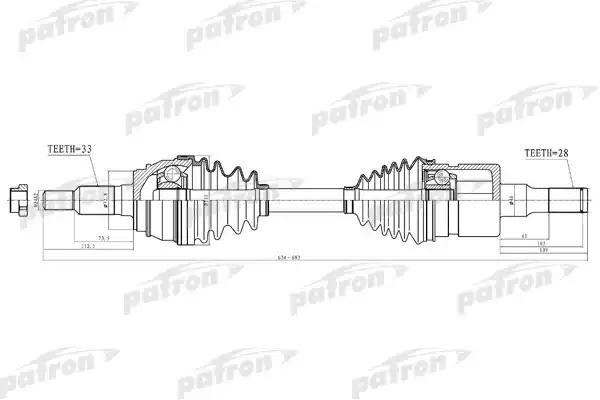 Привод HUMMER H3 колеса переднего PATRON PDS1525 PATRON