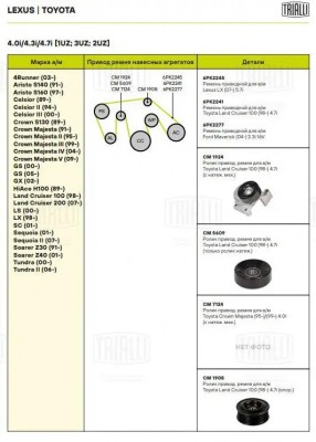 Ролик привод. ремня Toyota Land Cruiser 100 (98-) 4.7i (только ролик натяж.) (CM CM 5609 TRIALLI