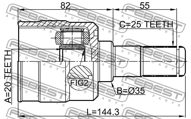 ШРУС внутренний HYUNDAI ix35 2009-2015 1211-IX35R 1211-IX35R FEBEST
