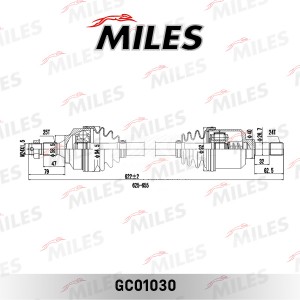 Привод в сборе левый CITROEN BERLINGO/C4/PEUGEOT PARTNER/307 1.6HDI-2.0HDI 00- ( GC01030 MILES