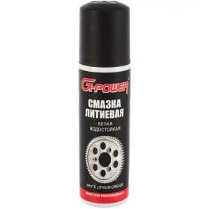Смазка литиевая белая грязеотталкивающая 90мл аэрозоль с PTFE G-POWER GP524 G POWER