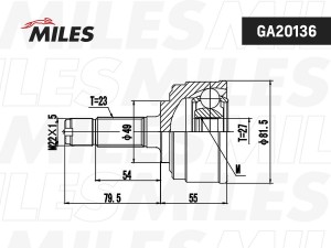 ШРУС наружный HONDA CIVIC 1.2-1.5 83-87 (GKN 302082) GA20136 GA20136 MILES