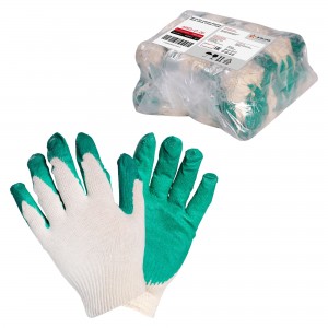 перчатки! хб с латексным покрытием ладони, зеленые\ AWG-C-06 AIRLINE