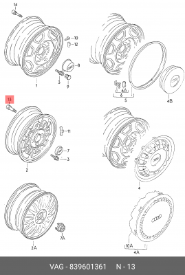 Сосок колеса 839601361 839 601 361 VAG