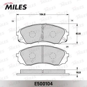 Колодки тормозные передние (Смесь CERAMIC серия PRO) HYUNDAI H1 02-/KIA CARNIVAL E500104 MILES
