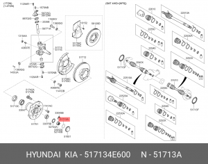 Кольцо уплотнительное HYUNDAI HD35 (17-) дв.D4CB ступицы передней наружнее OE 517134E600 HYUNDAI KIA