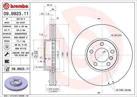 Диск тормозной 09.9923.11 09.9923.11 BREMBO