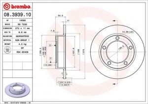 Диск тормозной 08.3939.10 08.3939.10 BREMBO