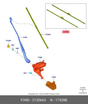 Щетка стеклоочистителя FORD Tourneo Custom (15-) 750/700мм комплект OE 2120663 FORD