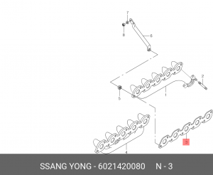Прокладка коллектора SSANGYONG Korando,Musso,Rexton (02-) (OM600) выпускного OE 6021420080 SSANG YONG