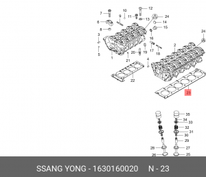 Прокладка головки блока SSANGYONG Kyron (06-),Rexton (02-) (E23/32) OE 1630160020 SSANG YONG