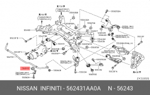 Втулка заднего стабилизатора 56243-1AA0A 56243-1AA0A NISSAN